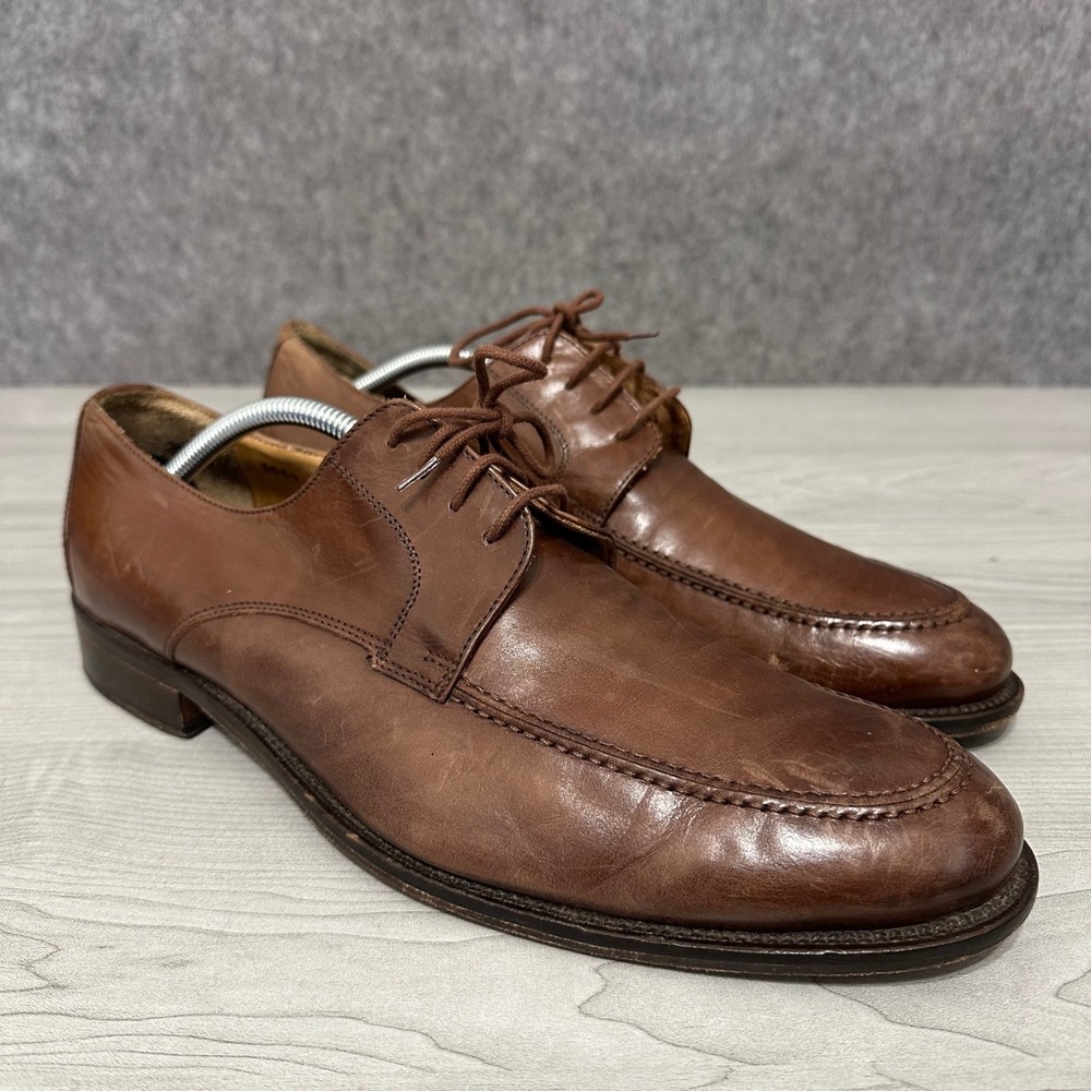 Mercanti Fiorentini Apron Toe Derby Mens 12 Brown Leather Dress Shoes 5559 Italy